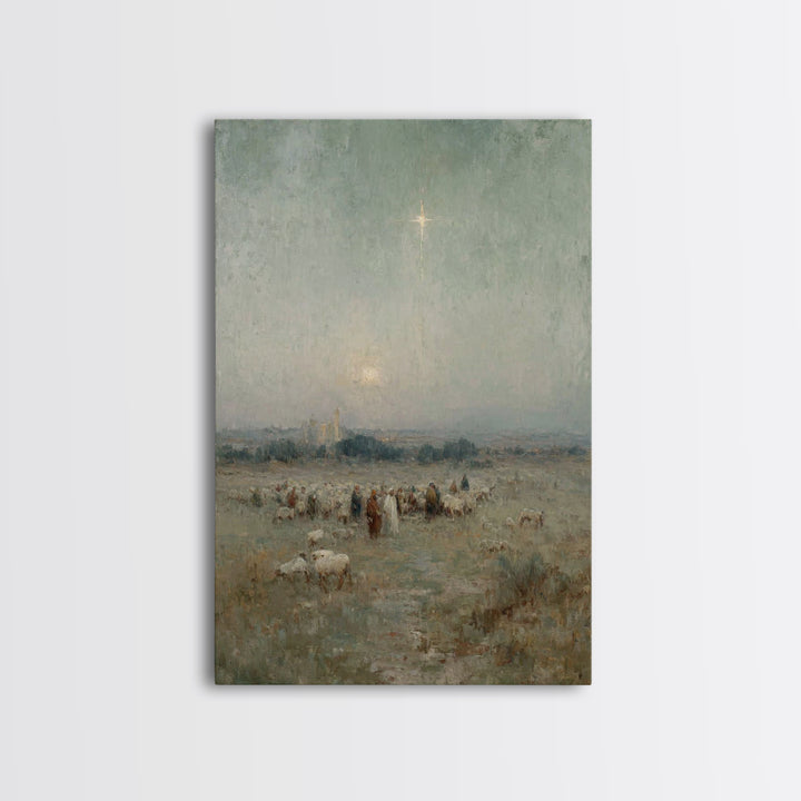Star Of Bethlehem – Framed Canvas Print – Christian Wall Art – Christmas Art Prints – Christian Art Canvas – Vintage Christian Art – Christ