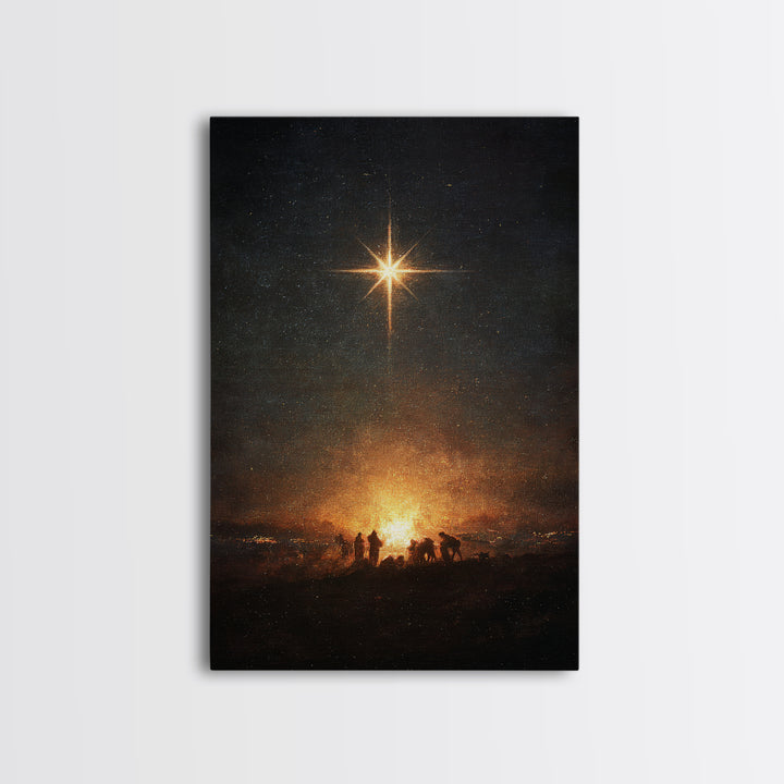 Night Of Wonder, Framed Canvas Print, Christian Christmas Art, Christian Wall Art, Christmas Canvas Wall Art, Moody Christmas Art, Christia