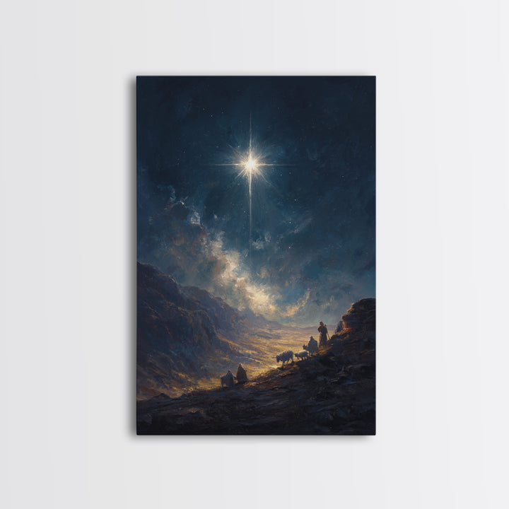 Starry Path – Framed Canvas Print – Christian Christmas Art – Christian Art Canvas – Christmas Wall Art – Modern Christian Art – Christian