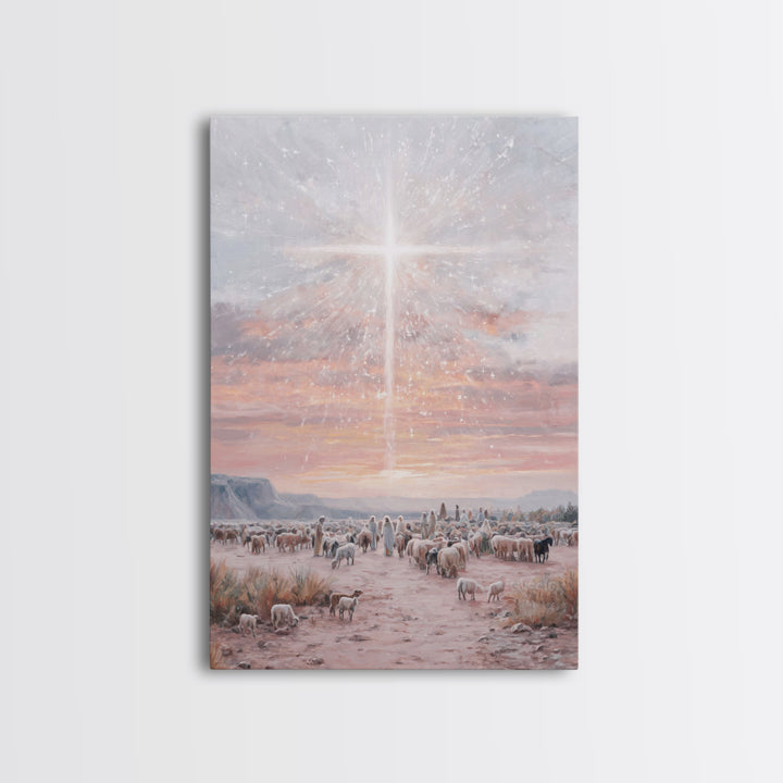Holy Night Glow, Framed Canvas Print, Christian Christmas Art, Christmas Wall Art, Christian Art Canvas, Moody Christmas Art, Christian Art