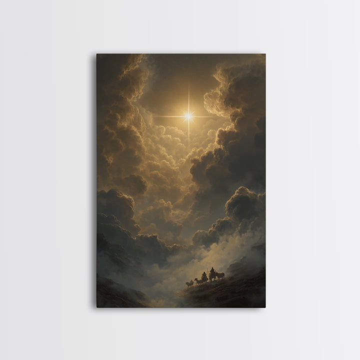 Guiding Star Glory – Framed Canvas Print – Christian Christmas Art – Christian Wall Art – Christmas Art Prints – Christian Art Canvas – Moo