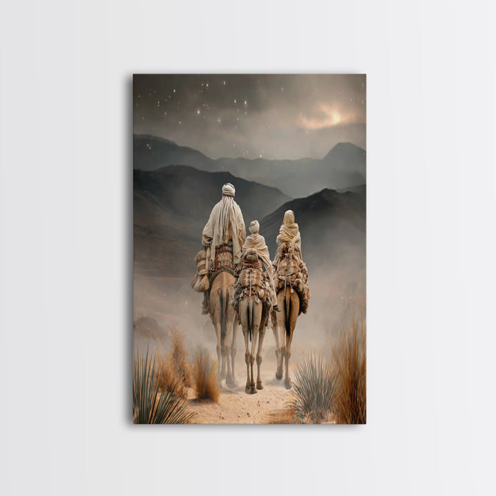 Guiding Star Caravan, Framed Canvas Print, Christian Art Canvas, Christian Christmas Art, Jesus Painting, Christmas Wall Art, Christian Dec