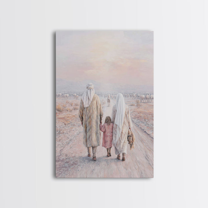 Pilgrims Of Dawn | Framed Canvas Print | Christian Wall Art | Christian Art Canvas | Jesus Painting | Christian Decor | Christmas Art
