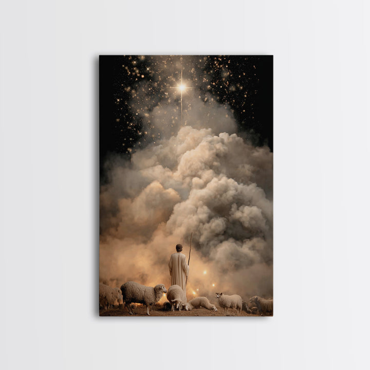 The Guiding Star – Framed Canvas Print – Christian Wall Art – Jesus Painting – Christian Christmas Art – Christian Art Canvas