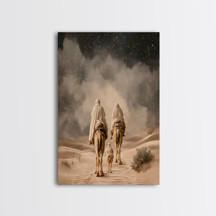 Desert Star Journey, Framed Canvas Print, Christian Art Canvas, Christian Wall Art, Christmas Art, Christian Christmas Art, Jesus Painting