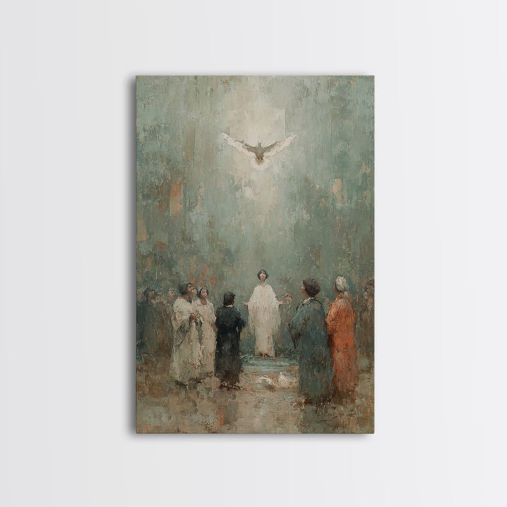 Pentecost Promise, Framed Canvas Print, Christian Art Canvas, Christian Wall Art, Christian Art Work, Christian Paintings, Christian Decor