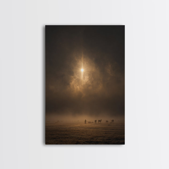 Silent Night Field – Framed Canvas Print – Christian Wall Art – Christian Art Canvas – Christmas Art Prints – Jesus Christmas Art