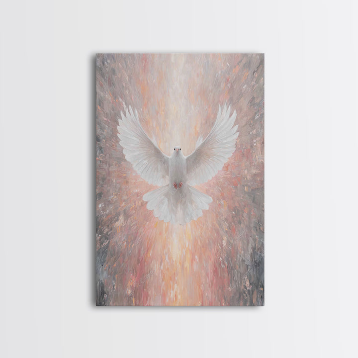 Holy Ascending Dove, Framed Canvas Print, Christian Christmas Art, Christian Wall Art, Christian Art Canvas, Christian Decor, Christian Art