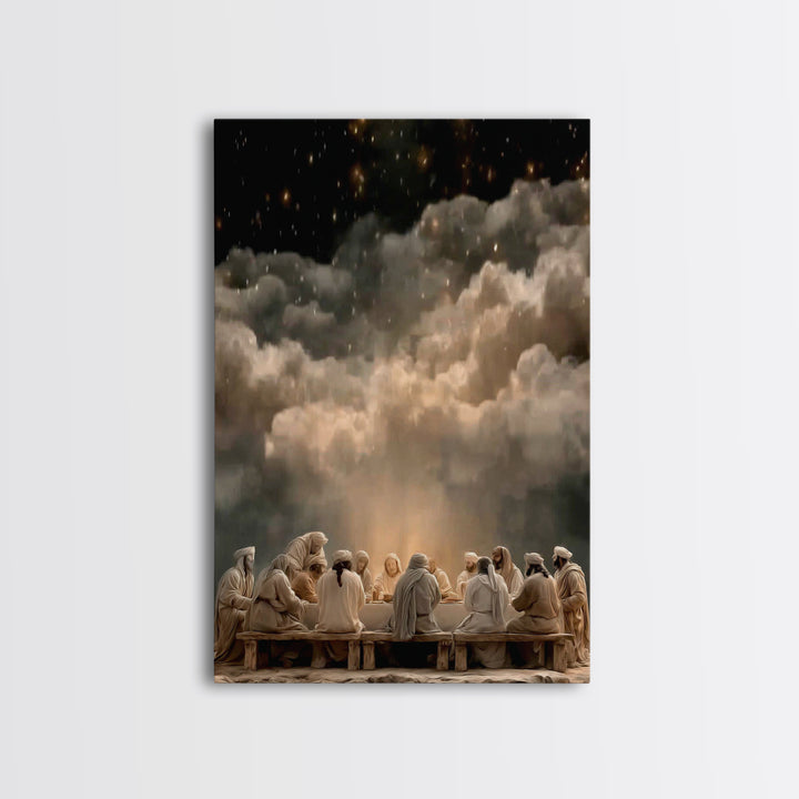 Sacred Evening Table | Framed Canvas Print | Modern Christian Art | Jesus Painting | Christian Art Canvas | Christian Wall Art | Christian