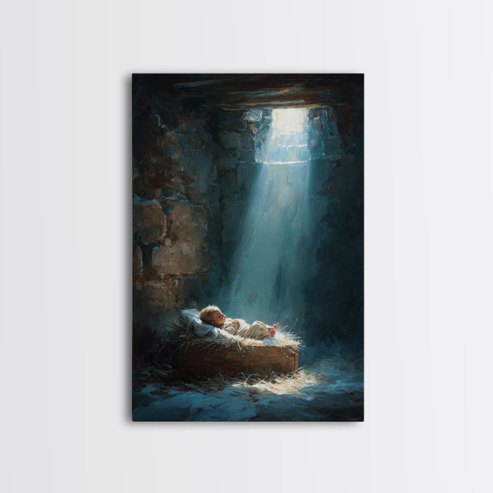 Holy Manger Light – Framed Canvas Print – Christian Wall Art – Christian Art Canvas – Jesus Christmas Art – Christmas Art – Christian Decor