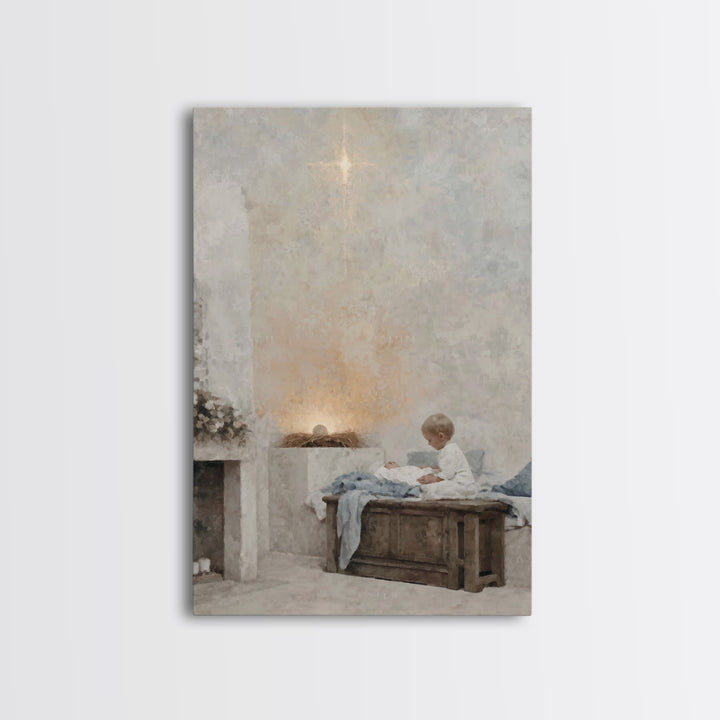 Heaven’s Quiet Gift, Framed Canvas Print, Christmas Art, Christian Wall Art, Christian Christmas Art, Jesus Christmas Art, Christian Art Ca