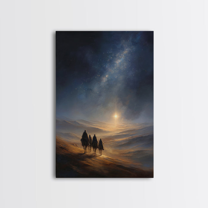Journey By Starlight, Framed Canvas Print, Christian Christmas Art, Christmas Art, Christian Art Canvas, Christian Wall Art, Christian Deco