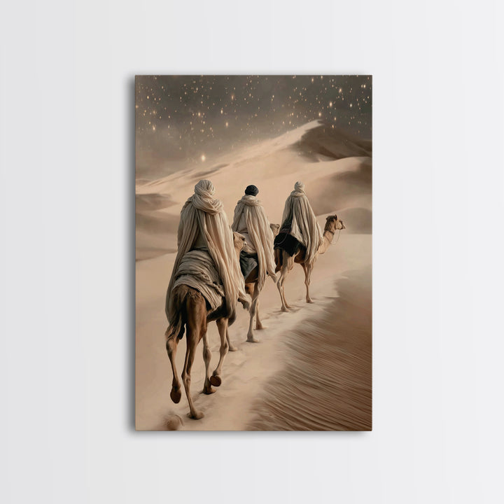 Desert Star Journey | Framed Canvas Print | Christian Art Canvas | Christian Christmas | Christmas Wall Art | Modern Christian Art | Jesus