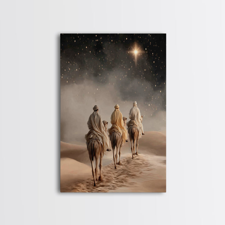 Desert Kings Journey, Framed Canvas Print, Christian Wall Art, Christian Christmas Art, Christian Art Canvas, Christmas Canvas Wall Art, Je