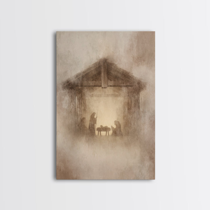 Humble Nativity – Framed Canvas Print – Christian Wall Art – Christian Art Canvas – Christmas Art – Christian Christmas Art – Christian Dec