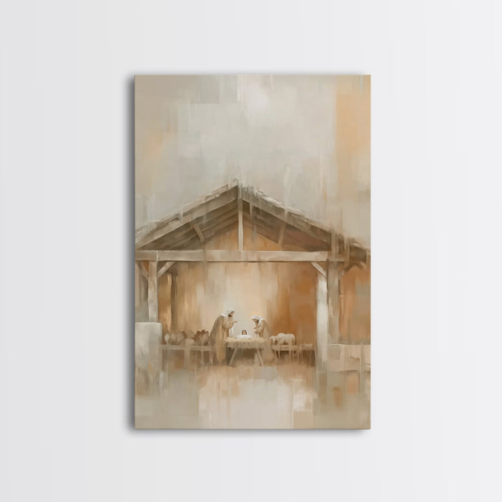 Quiet Manger Light – Framed Canvas Print – Christian Wall Art – Christian Art Canvas – Christmas Art – Christian Christmas Art – Christian