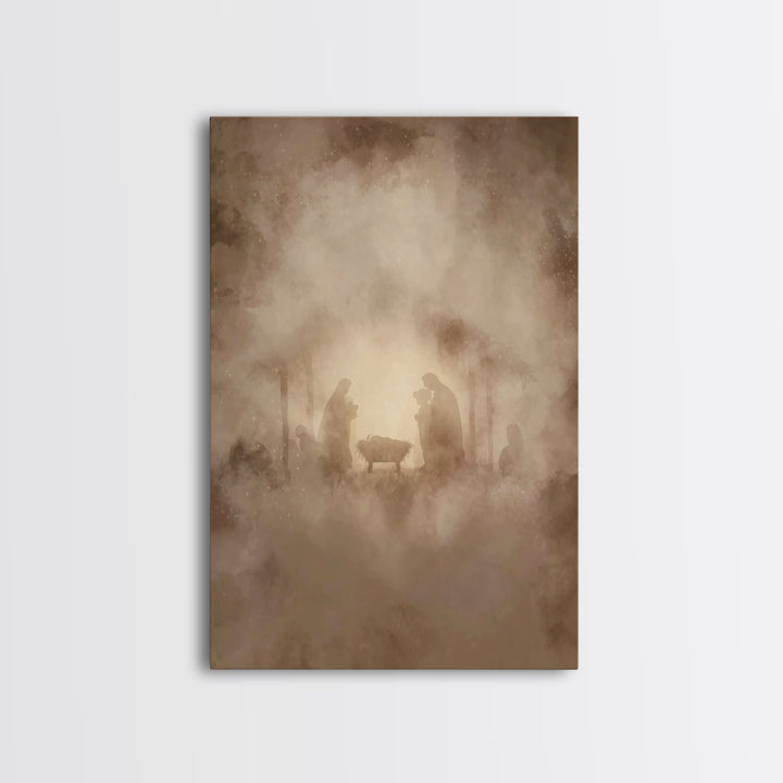Silent Worship – Framed Canvas Print – Christian Wall Art – Christian Art Canvas – Christmas Art – Christian Christmas Art – Christian Gift