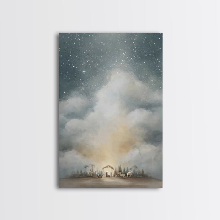 Heavenly Visitation | Framed Canvas Print | Christian Wall Art | Christian Art Canvas | Christmas Art | Christian Christmas Art | Christian