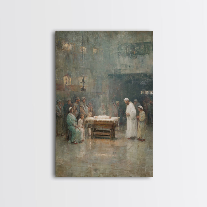 Sacred Gathering, Framed Canvas Print, Christian Wall Art, Christian Art Canvas, Christmas Art, Christian Christmas Art, Christian Gift Ide