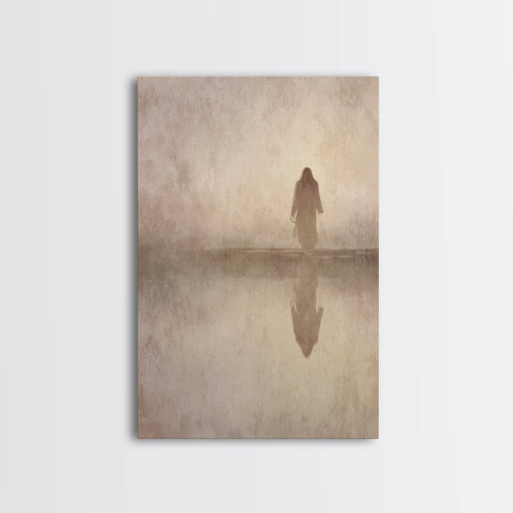 Still Waters Christ – Framed Canvas Print – Christian Wall Art – Christian Art Canvas – Vintage Jesus Painting – Christian Paintings
