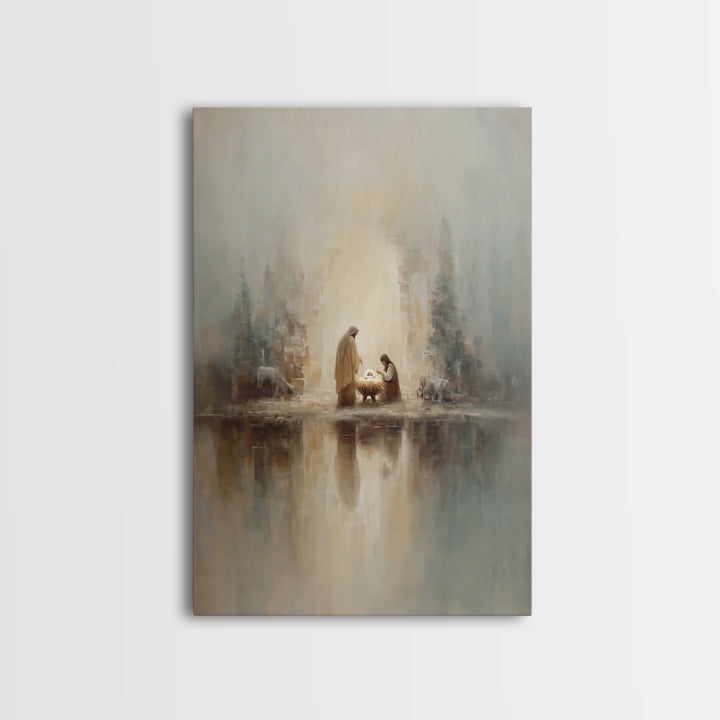 Peaceful Nativity – Framed Canvas Print – Christian Wall Art – Christian Art Canvas – Christmas Art – Christian Christmas Art – Christian D