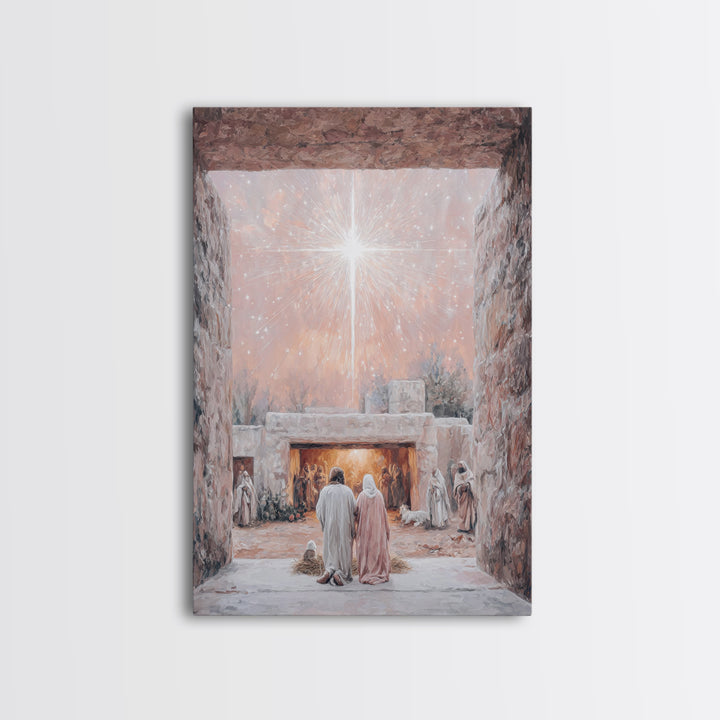Celestial Nativity, Framed Canvas Print, Christian Wall Art, Christian Art Canvas, Christmas Art, Christian Christmas Art, Christian Decora
