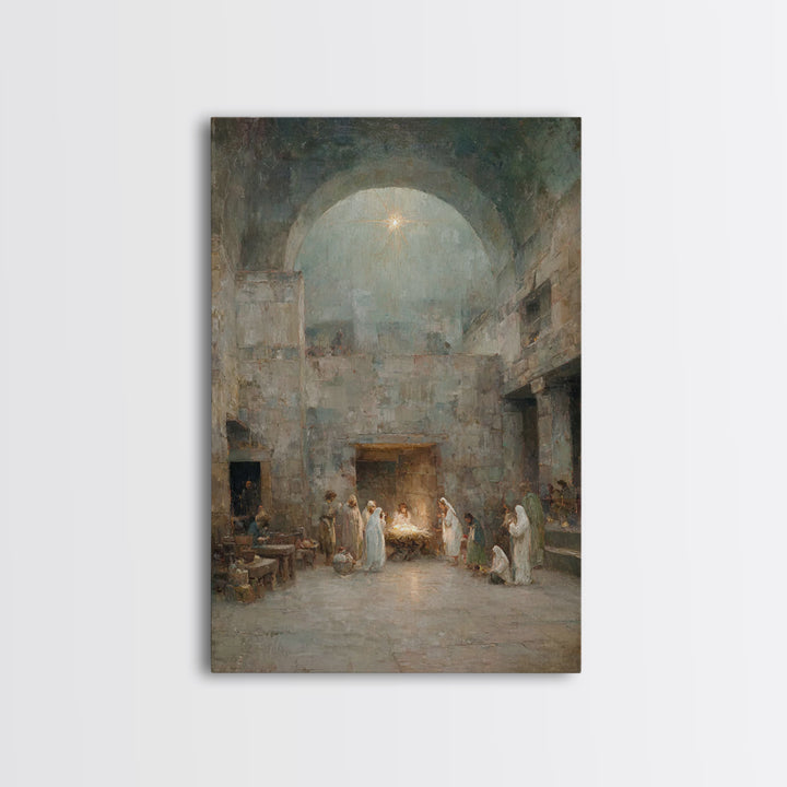 Holy Night Promise | Framed Canvas Print | Christian Wall Art | Christmas Art Prints | Jesus Christmas Art | Christian Art Canvas | Vintage
