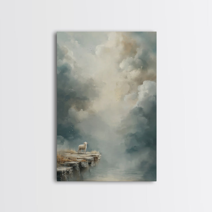 Heavenly Stillness, Framed Canvas Print, Christian Wall Art, Christian Art Canvas, Subtle Christian Art, Modern Christian Painting, Christi