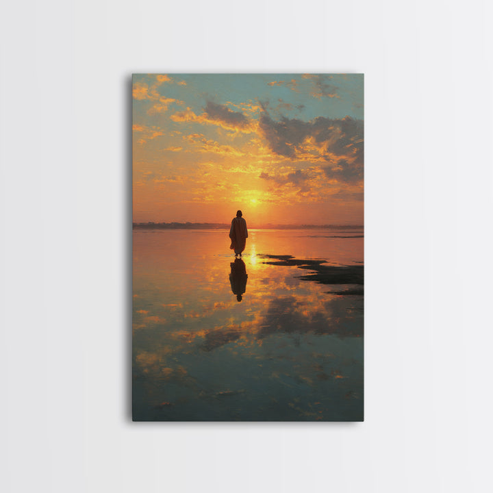 Sunset Messiah – Framed Canvas Print – Christian Wall Art – Christian Art Canvas – Large Jesus Painting – Christian Painting – Christian Ar