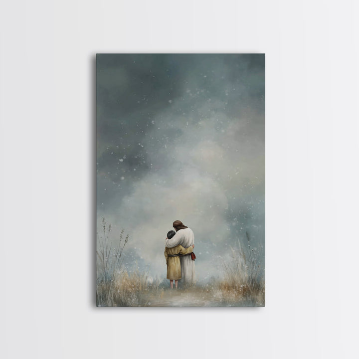 Snowfall Comfort, Framed Canvas Print, Christian Wall Art, Christian Art Canvas, Christian Paintings, Christian Art Gift, Subtle Christian