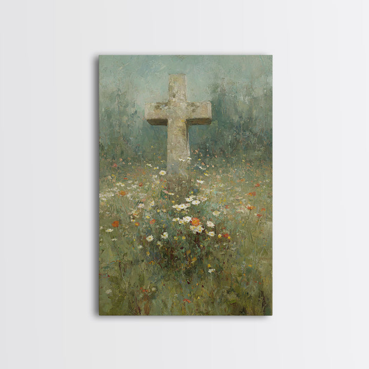 Field Of Mercy - Framed Canvas Print - Christian Art Print - Vintage Christian Art - Christian Wall Art - Christian Painting - Christian Ho