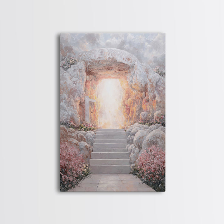 Stairway To Light - Framed Canvas Print - Christian Wall Art - Christian Art Painting - Large Christian Art - Christian Canvas Art - Christ
