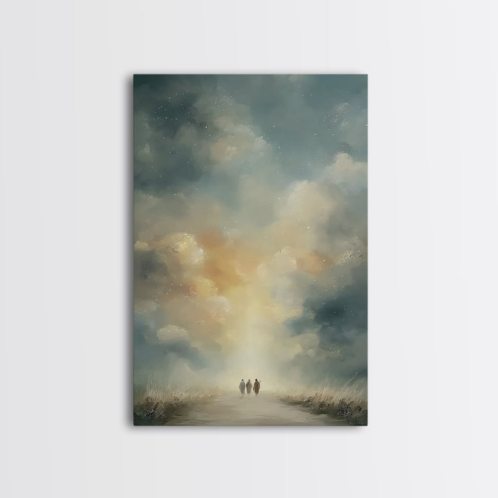 Heavenly Walk Light – Framed Canvas Print – Christian Wall Art – Jesus Painting – Christian Art Canvas – Christian Christmas Art
