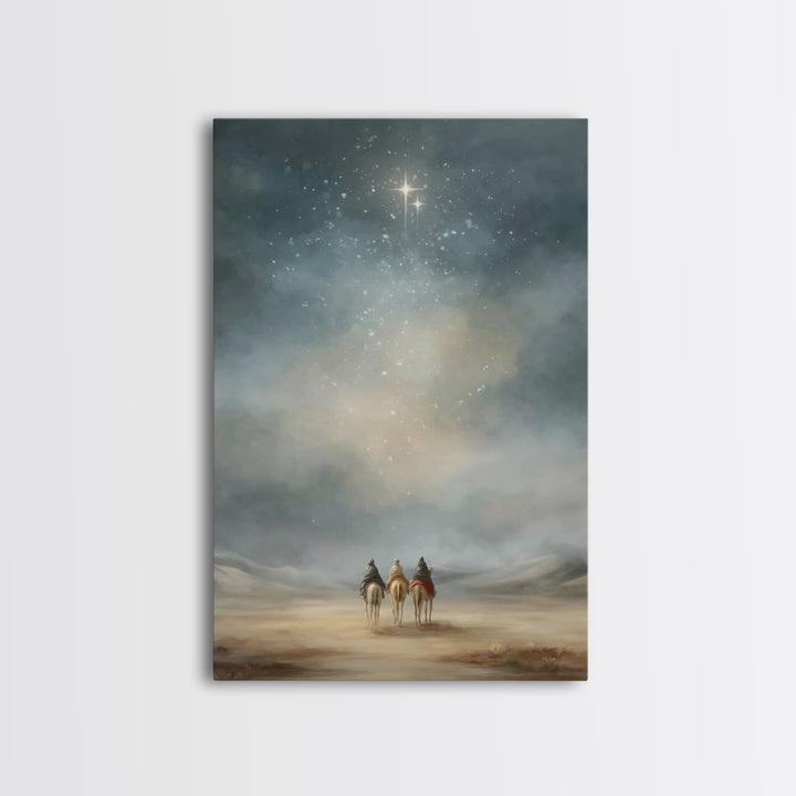 Starry Distant Journey – Framed Canvas Print – Christian Wall Art – Christian Art Canvas – Christmas Art Prints – Christian Christmas Art –