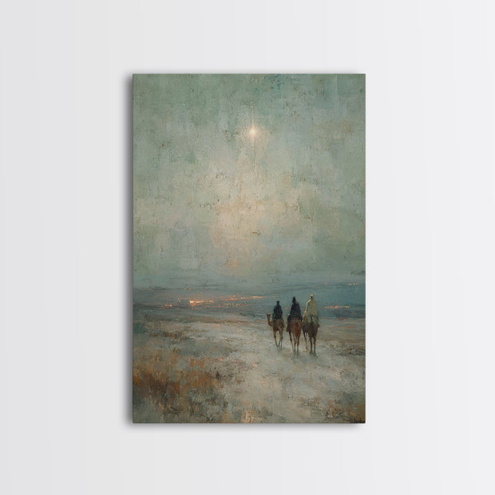 Night Caravan – Framed Canvas Print – Jesus Painting – Christian Wall Art – Christian Christmas Art – Christian Art Canvas