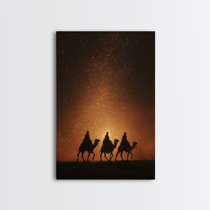 Golden Heavens – Framed Canvas Print – Christian Art Canvas – Christian Wall Art – Christian Christmas Art – Jesus Painting