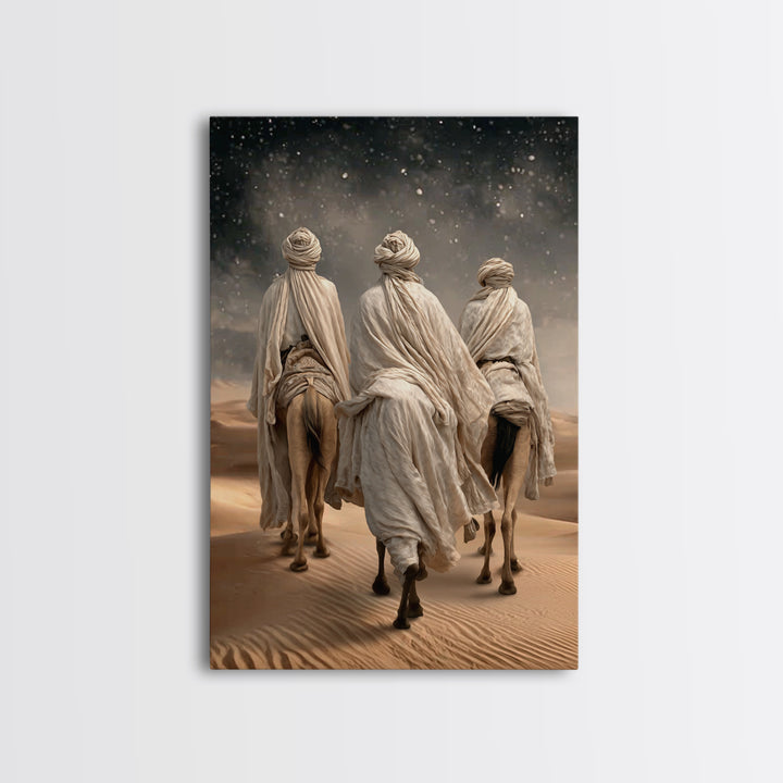 Desert Pilgrims – Framed Canvas Print – Christian Christmas Art – Jesus Painting – Christian Wall Art – Christian Art Canvas – Christmas Ar