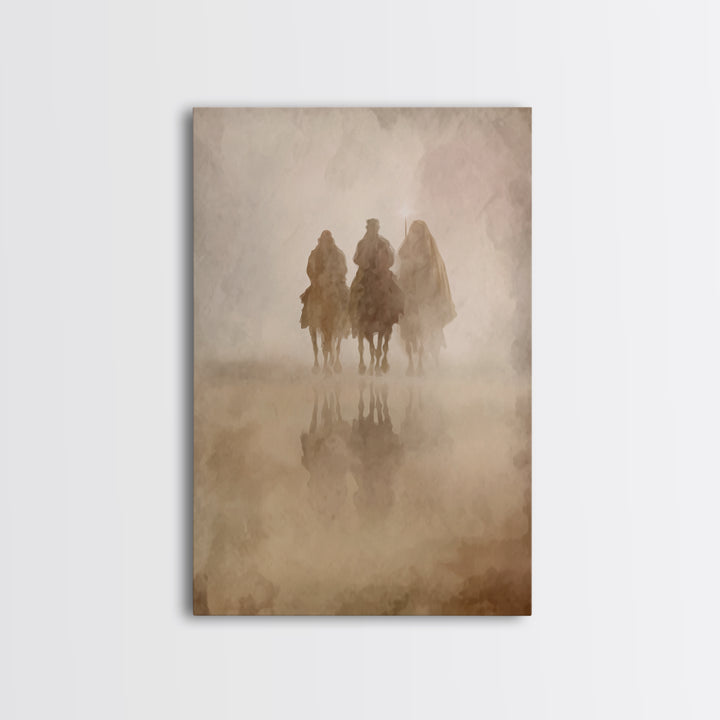 Misty Caravan – Framed Canvas Print – Christian Wall Art – Christian Art Canvas – Christian Christmas Art – Christmas Art – Jesus Painting