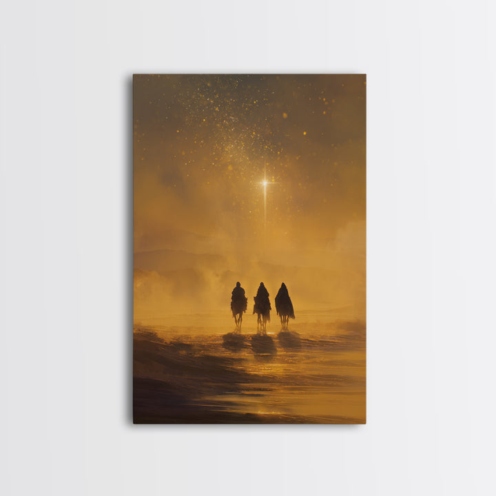 Golden Starpath – Framed Canvas Print – Christian Christmas Art – Christian Art Canvas – Jesus Painting – Christian Wall Art – Christmas Ar