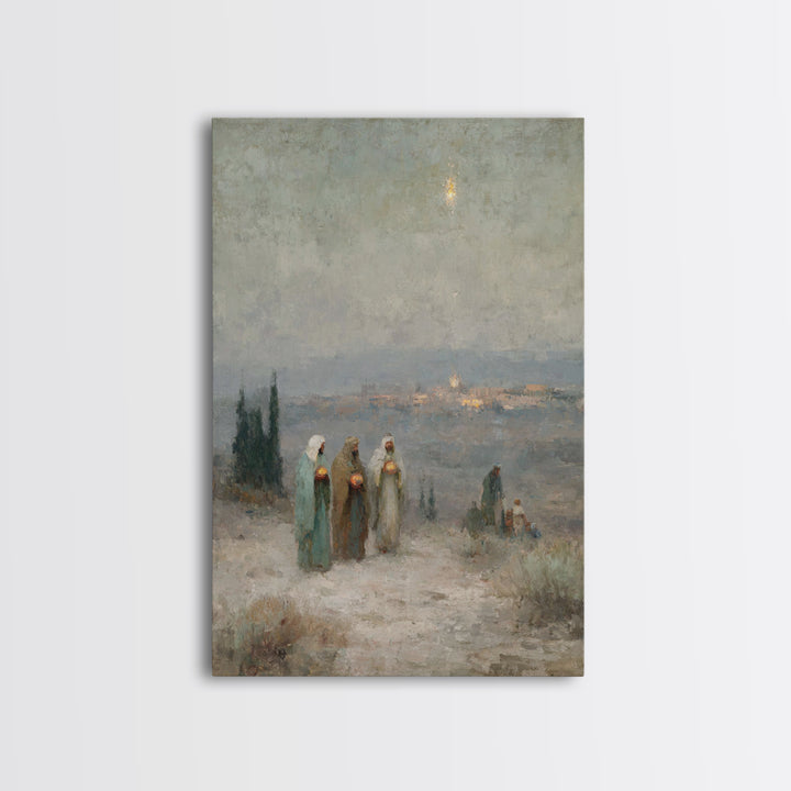 Pilgrims United – Framed Canvas Print – Christian Art Canvas – Christian Christmas Art – Christian Wall Art – Jesus Painting – Christmas Ar