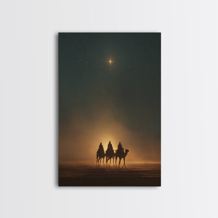 Desert Star Journey – Framed Canvas Print – Christian Art Canvas – Christian Christmas Art – Christmas Wall Art – Christian Decor – Christm