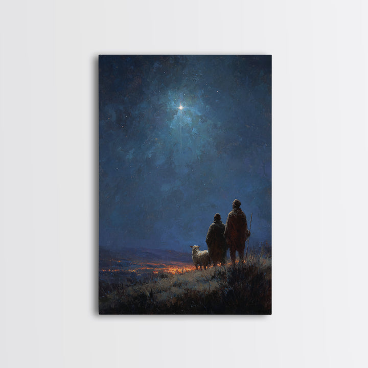 Night Watch Star – Framed Canvas Print – Christian Christmas Art – Christian Wall Art – Christian Art Canvas – Christmas Art – Christian De