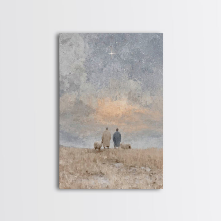 Silent Star Keepers – Framed Canvas Print – Christian Wall Art – Christian Decorations – Christian Art Canvas – Christmas Art – Christian C