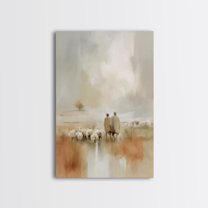 Pasture of Promise – Framed Canvas Print – Christian Wall Art – Christian Art Canvas – Christmas Art – Christian Christmas Decor – Christia