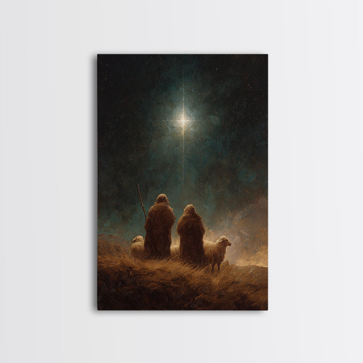 Shepherds’ Holy Night – Framed Canvas Print – Christian Art Canvas – Christian Wall Art – Christian Christmas Art – Christmas Art – Christi