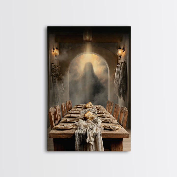 Eternal Supper Blue, Framed Canvas Print, Christian Wall Art, Christian Art Canvas, Modern Christian Art, Jesus Painting, Christian Gift, C