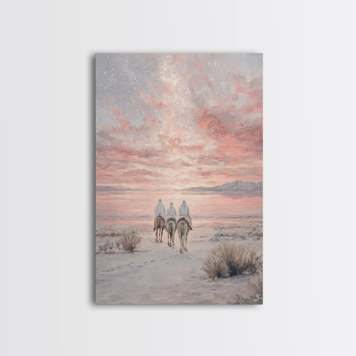 Desert Morning Light, Framed Canvas Print, Christian Art Canvas, Christmas Wall Art, Christian Christmas Decor, Modern Christian Art, Jesus
