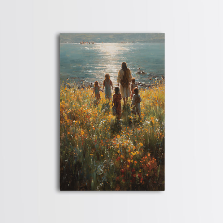 Light Of The Shore – Framed Canvas Print – Jesus Painting – Christian Wall Art – Large Christian Art – Christian Art Canvas – Christian Chr