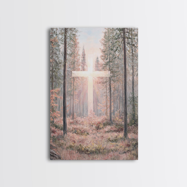 Glory In The Pines – Framed Canvas Print – Christian Art Canvas – Christian Wall Art – Christian Painting – Modern Christian Art – Christia