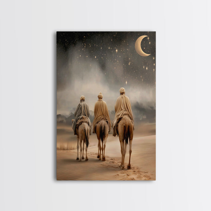Nightfall Pilgrimage – Framed Canvas Print – Christian Art – Christian Wall Art – Christmas Art Prints – Christian Christmas Art – Christia
